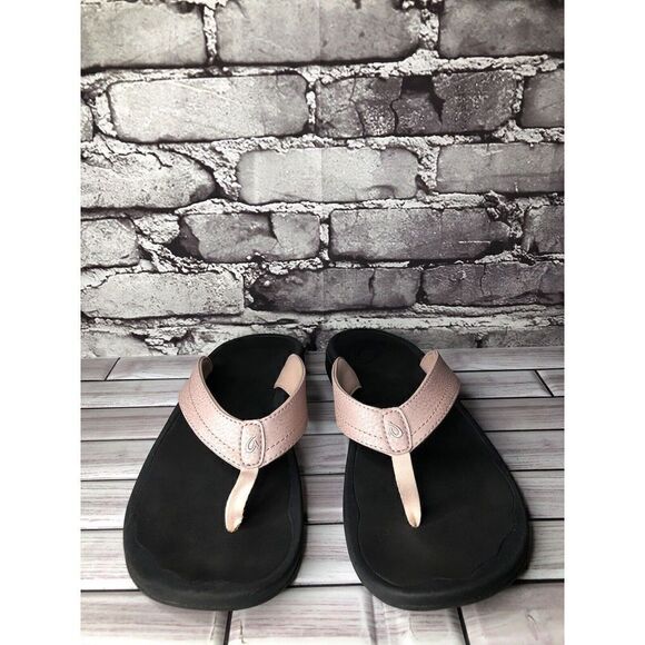 OluKai Ohana Pink Synthetic Black Flip Flops Beach Sandals Women Sz 11M US/41EU - Picture 5 of 16